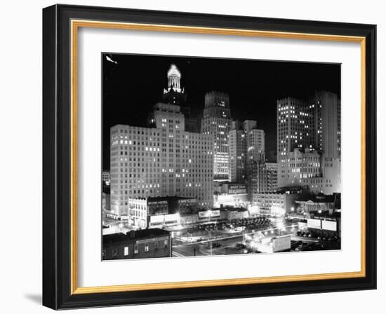 Night View of the City Houston-Dmitri Kessel-Framed Photographic Print