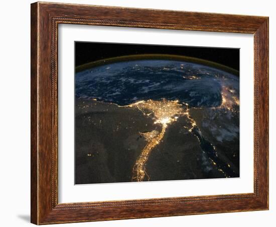 Night View of the Eastern Mediterranean Sea-null-Framed Photo