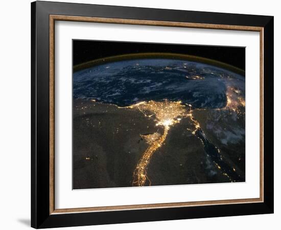 Night View of the Eastern Mediterranean Sea-null-Framed Photo