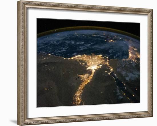 Night View of the Eastern Mediterranean Sea-null-Framed Photo