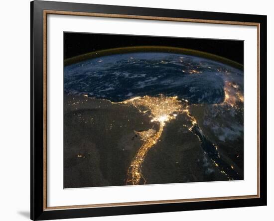 Night View of the Eastern Mediterranean Sea-null-Framed Photo