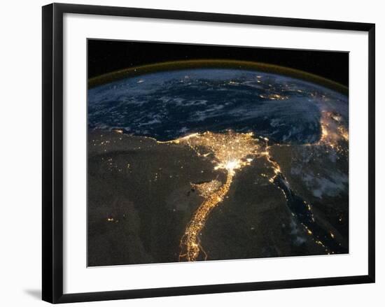 Night View of the Eastern Mediterranean Sea-null-Framed Photo