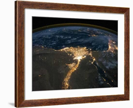 Night View of the Eastern Mediterranean Sea-null-Framed Photo