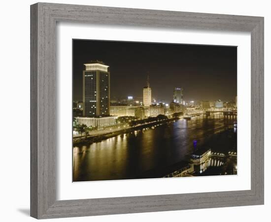 Night View of the Nile River, Cairo, Egypt-Adam Jones-Framed Photographic Print