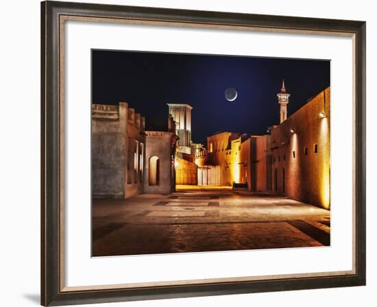 Night View of the Streets of the Old Arab City Dubai UAE-Laborant-Framed Photographic Print