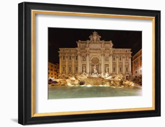 Night View of the Trevi Fountain-George Oze-Framed Photographic Print