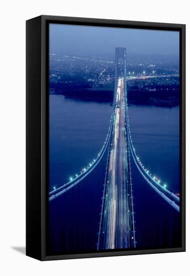 Night view of Verrazano-Narrows Bridge, New York City, New York State, USA-null-Framed Premier Image Canvas