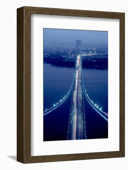 Night view of Verrazano-Narrows Bridge, New York City, New York State, USA-null-Framed Photographic Print