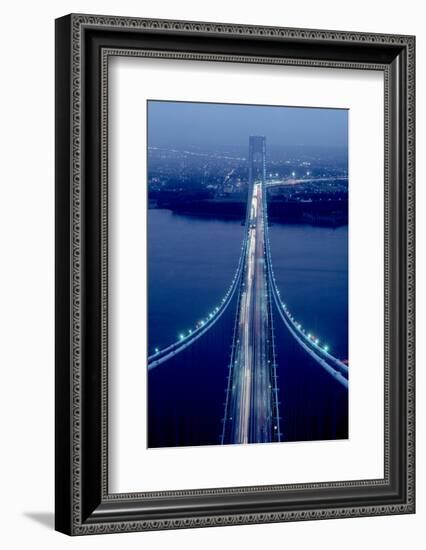 Night view of Verrazano-Narrows Bridge, New York City, New York State, USA-null-Framed Photographic Print