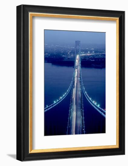 Night view of Verrazano-Narrows Bridge, New York City, New York State, USA-null-Framed Photographic Print