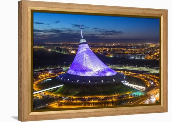 Night View over Khan Shatyr Entertainment Center, Astana, Kazakhstan, Central Asia-Gavin Hellier-Framed Premier Image Canvas