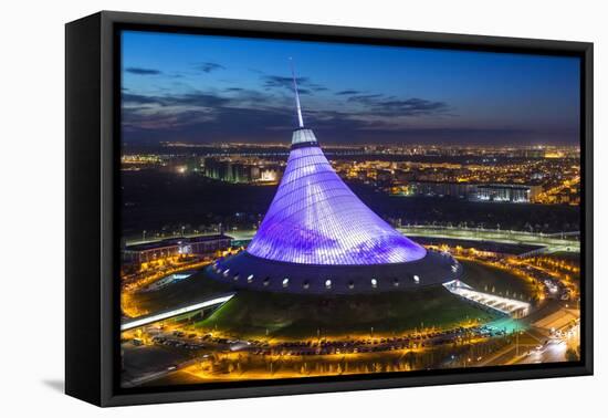 Night View over Khan Shatyr Entertainment Center, Astana, Kazakhstan, Central Asia-Gavin Hellier-Framed Premier Image Canvas