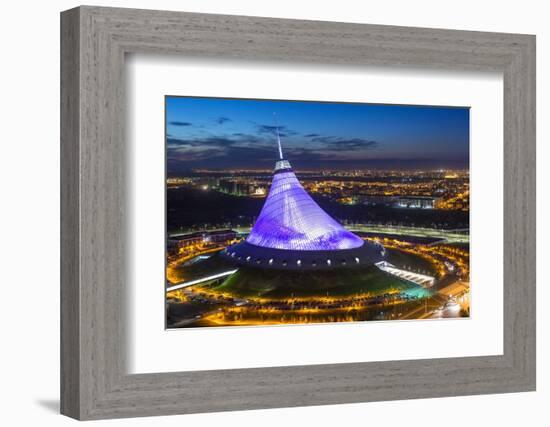 Night View over Khan Shatyr Entertainment Center, Astana, Kazakhstan, Central Asia-Gavin Hellier-Framed Photographic Print