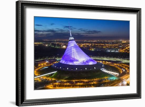 Night View over Khan Shatyr Entertainment Center, Astana, Kazakhstan, Central Asia-Gavin Hellier-Framed Photographic Print