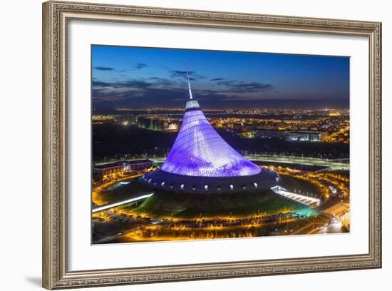 Night View over Khan Shatyr Entertainment Center, Astana, Kazakhstan, Central Asia-Gavin Hellier-Framed Photographic Print