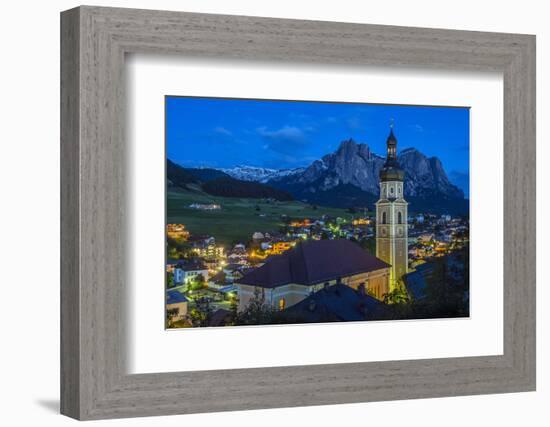 Night View over the Mountain Village of Castelrotto Kastelruth, Alto Adige or South Tyrol, Italy-Stefano Politi Markovina-Framed Photographic Print