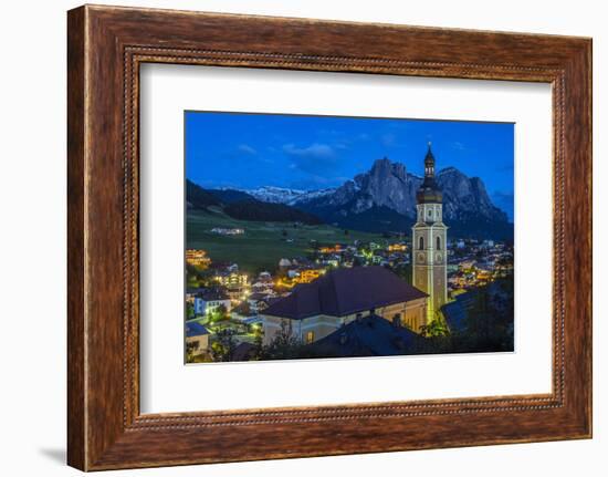 Night View over the Mountain Village of Castelrotto Kastelruth, Alto Adige or South Tyrol, Italy-Stefano Politi Markovina-Framed Photographic Print