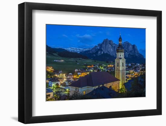 Night View over the Mountain Village of Castelrotto Kastelruth, Alto Adige or South Tyrol, Italy-Stefano Politi Markovina-Framed Photographic Print