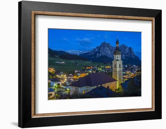 Night View over the Mountain Village of Castelrotto Kastelruth, Alto Adige or South Tyrol, Italy-Stefano Politi Markovina-Framed Photographic Print