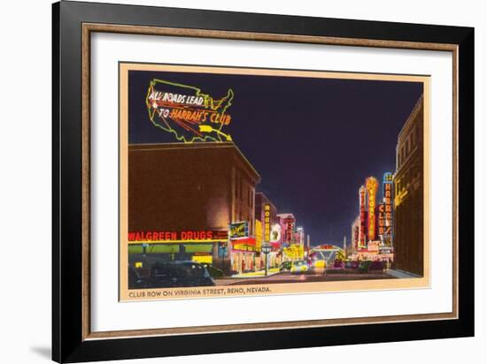 Night, Virginia Street, Reno, Nevada-null-Framed Art Print