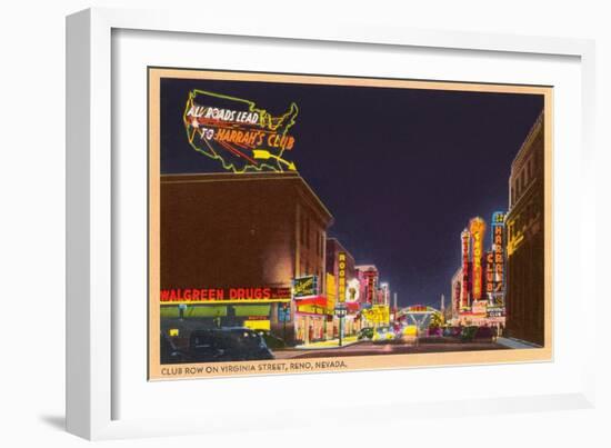 Night, Virginia Street, Reno, Nevada-null-Framed Art Print