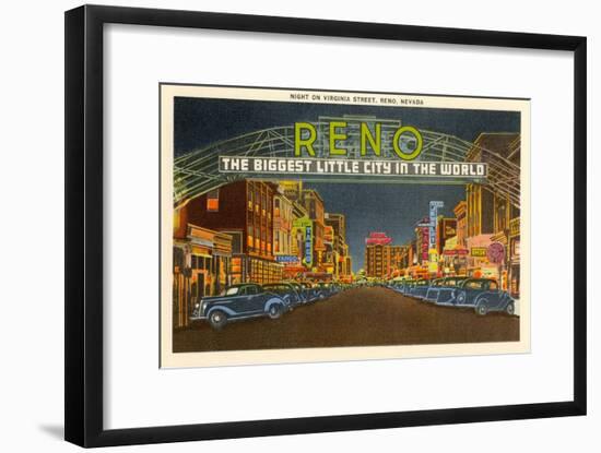 Night, Virginia Street, Reno, Nevada-null-Framed Art Print