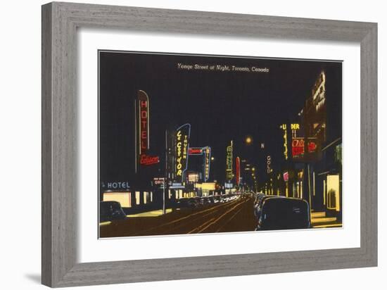 Night, Yonge Street, Toronto-null-Framed Art Print