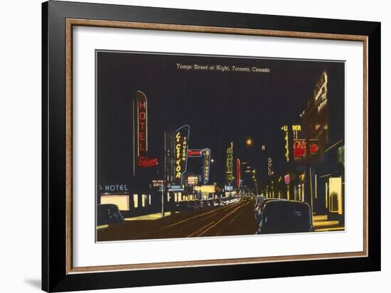 Night, Yonge Street, Toronto-null-Framed Art Print