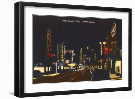 Night, Yonge Street, Toronto-null-Framed Art Print