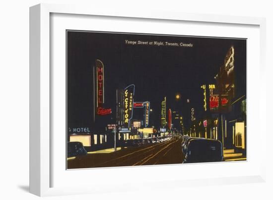 Night, Yonge Street, Toronto-null-Framed Art Print