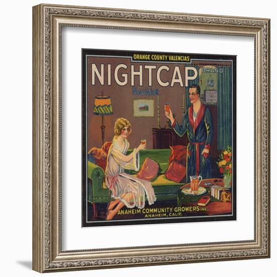 Nightcap Brand - Anaheim, California - Citrus Crate Label-Lantern Press-Framed Art Print