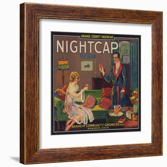 Nightcap Brand - Anaheim, California - Citrus Crate Label-Lantern Press-Framed Art Print