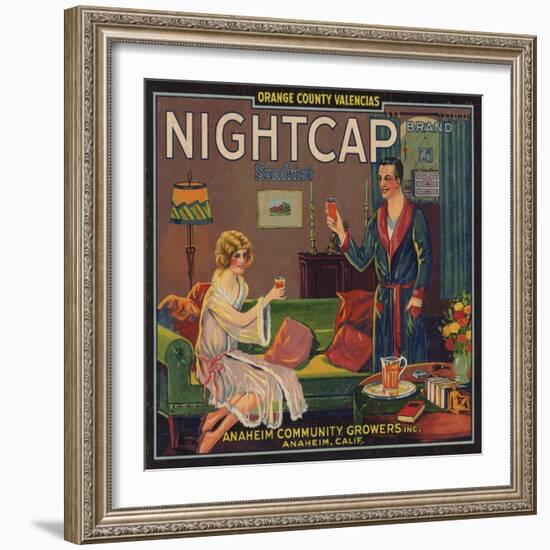 Nightcap Brand - Anaheim, California - Citrus Crate Label-Lantern Press-Framed Art Print