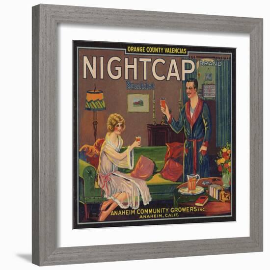 Nightcap Brand - Anaheim, California - Citrus Crate Label-Lantern Press-Framed Art Print