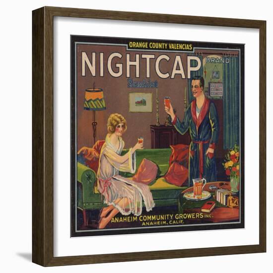 Nightcap Brand - Anaheim, California - Citrus Crate Label-Lantern Press-Framed Art Print