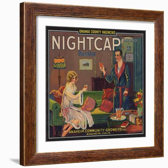 Nightcap Brand - Anaheim, California - Citrus Crate Label-Lantern Press-Framed Art Print