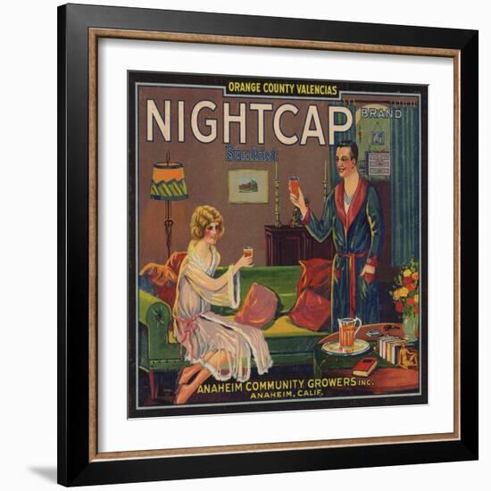 Nightcap Brand - Anaheim, California - Citrus Crate Label-Lantern Press-Framed Art Print