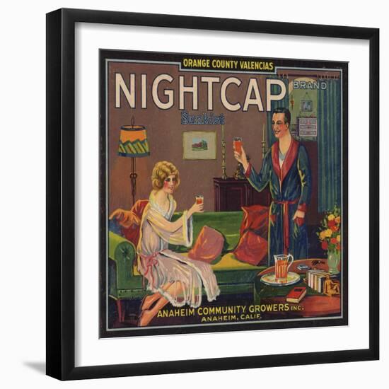 Nightcap Brand - Anaheim, California - Citrus Crate Label-Lantern Press-Framed Art Print