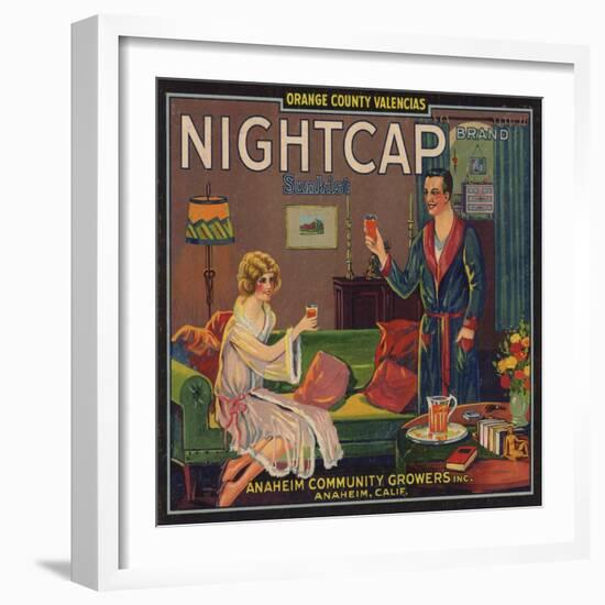 Nightcap Brand - Anaheim, California - Citrus Crate Label-Lantern Press-Framed Art Print