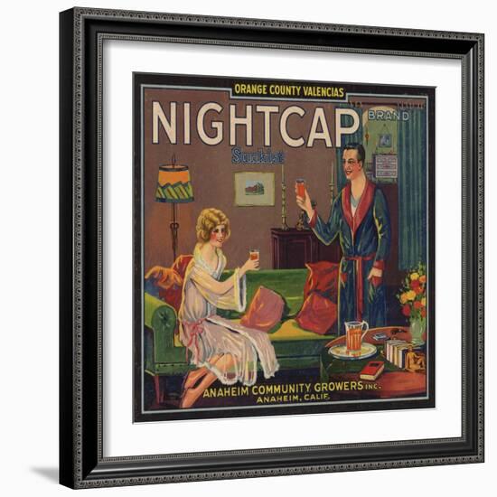 Nightcap Brand - Anaheim, California - Citrus Crate Label-Lantern Press-Framed Art Print