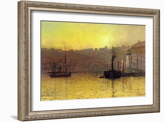 Nightfall in Scarborough Harbour, 1884-John Atkinson Grimshaw-Framed Giclee Print