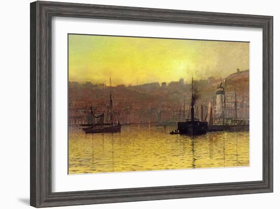 Nightfall in Scarborough Harbour, 1884-John Atkinson Grimshaw-Framed Giclee Print