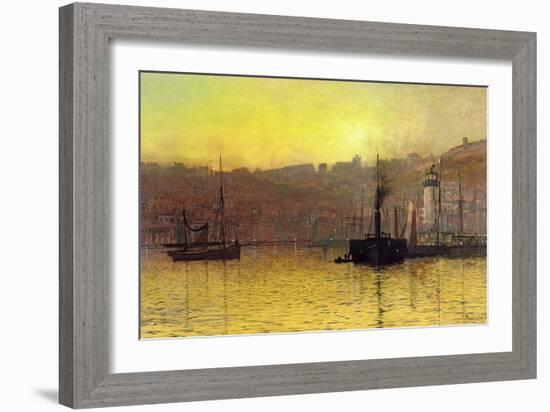 Nightfall in Scarborough Harbour, 1884-John Atkinson Grimshaw-Framed Giclee Print