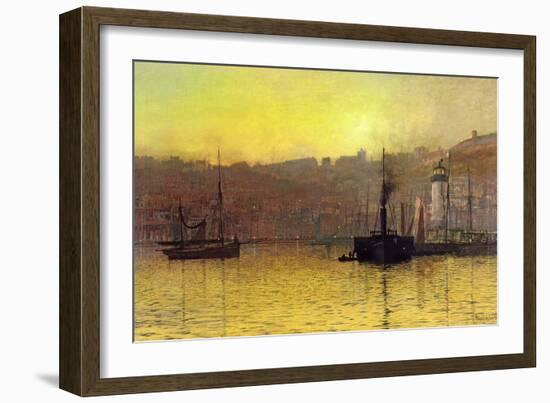 Nightfall in Scarborough Harbour, 1884-John Atkinson Grimshaw-Framed Giclee Print