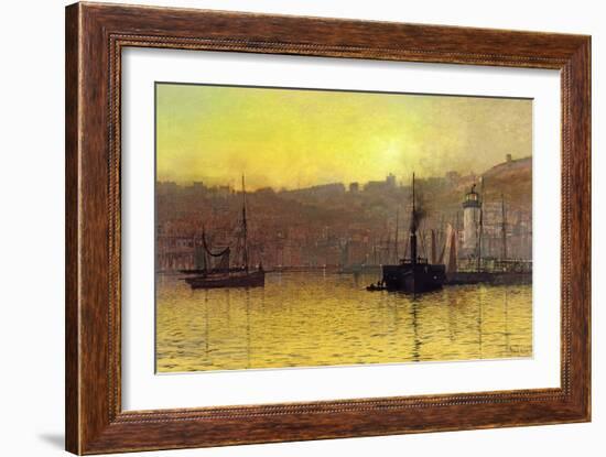 Nightfall in Scarborough Harbour, 1884-John Atkinson Grimshaw-Framed Giclee Print