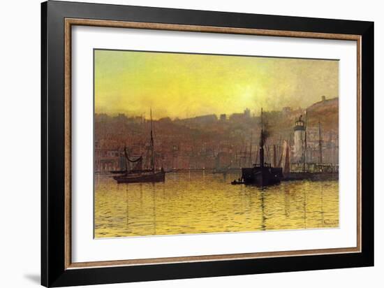 Nightfall in Scarborough Harbour, 1884-John Atkinson Grimshaw-Framed Giclee Print