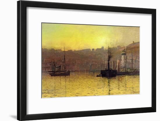 Nightfall in Scarborough Harbour, 1884-John Atkinson Grimshaw-Framed Giclee Print