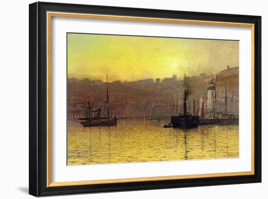 Nightfall in Scarborough Harbour, 1884-John Atkinson Grimshaw-Framed Giclee Print