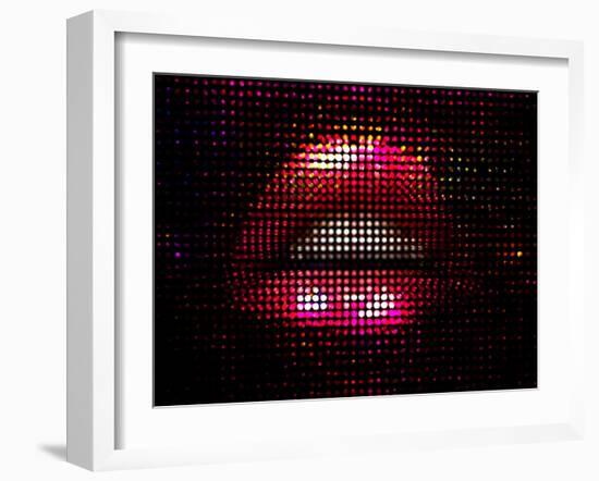 Nightlife Fashion Vector Illustration of Sexy Mosaic Lips over Glittering Background-Kundra-Framed Art Print