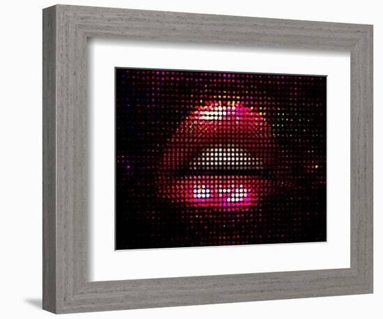 Nightlife Fashion Vector Illustration of Sexy Mosaic Lips over Glittering Background-Kundra-Framed Art Print